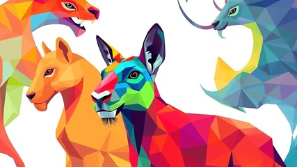 Obraz premium Geometric Animal Shapes with Bold Paint Strokes
