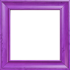 Purple wooden frame on a wall, blank photo frame, picture frame on white