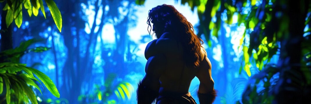 tarzan  primitive man living in the jungle
