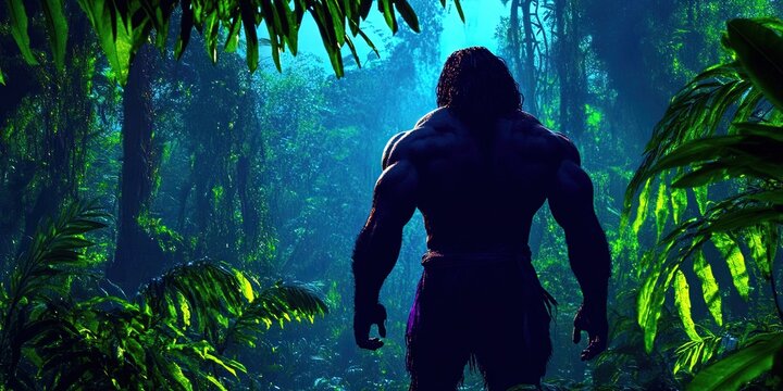 tarzan  primitive man living in the jungle