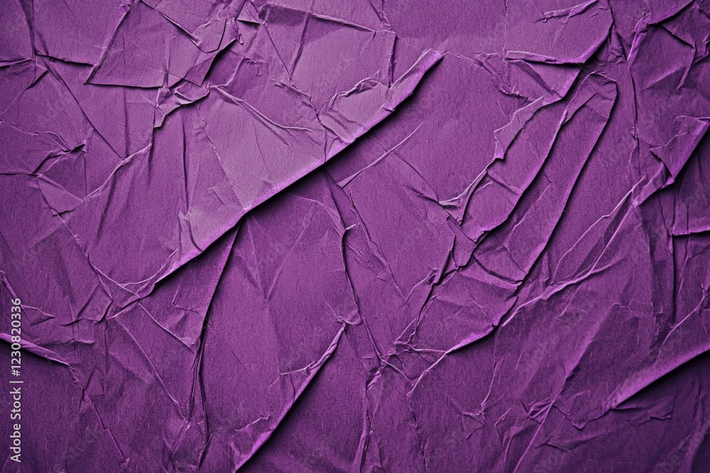 Poster crumpled purple wrapping paper forms an abstract textured background, suitable for various design an