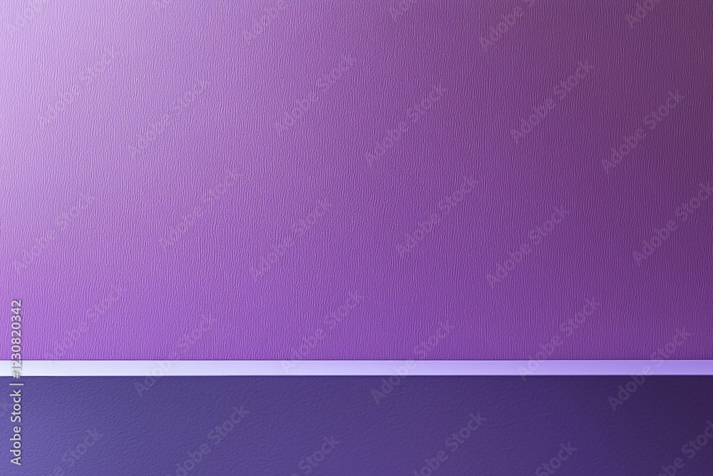 Poster empty white shelf displaying on purple textured wall background with light from above creating a mod