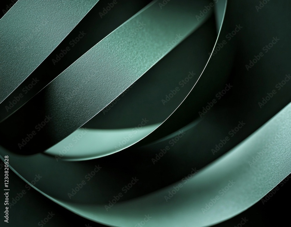Poster smooth, undulating green ribbons intertwine, creating a mesmerizing abstract composition with subtle