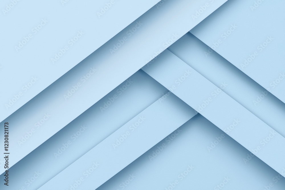 Poster intersecting diagonal stripes in a light blue color palette create a modern and minimalist abstract 