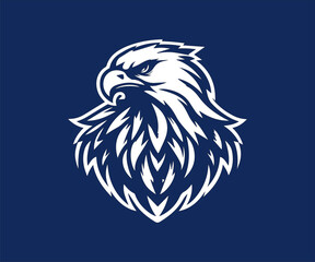 Eagle head logo template vector icon illustration design isolated on blue background