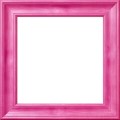 Pink wooden picture frame, blank photo frame, picture frame on white