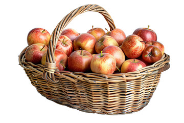 Wicker Harvest Basket Filled With Fresh Red Apples Ready for Autumn Festivities and Seasonal Celebrations