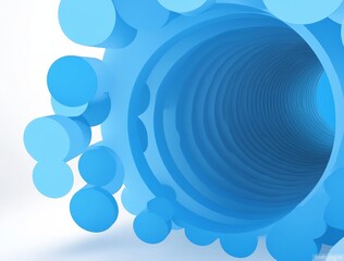 Stylish 3D illustration of blue circular motifs.