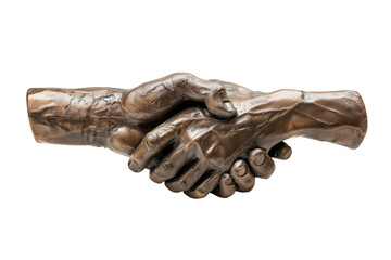 Handshake Sculpture Symbolizing Business and Partnership on a White Background