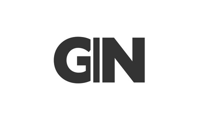 GIN logo design template with strong and modern bold text. Initial based vector logotype featuring simple and minimal typography. Trendy company identity.
