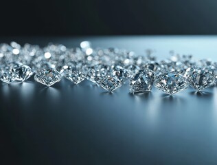 Radiant Diamonds Displayed on a Tranquil Blue Surface
