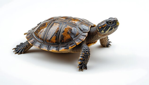 Elegant Wood Turtle: A Detailed Close-Up Portrait
