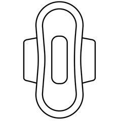 Sanitary pad icon with wings for menstruation and hygiene. Feminine care. Protection. Comfort. Empowering women's health. Menstrual hygiene symbol for apps, websites, and packaging. Clean design fo


