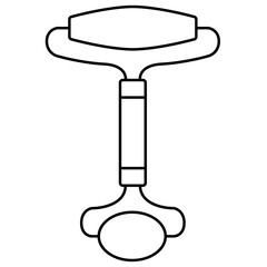Facial massage roller icon with two stones for skincare. Beauty ritual. Enhancing natural glow and relaxation.Minimalist icon for beauty apps, w
