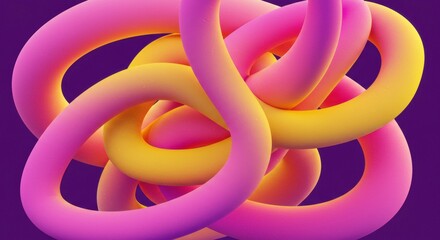 Entwined Abstraction: A vibrant display of interconnected, smooth, gradient-colored loops, forming an intricate 3D design, against a soft background.
