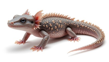 Fototapeta premium Adorable Grey Lizard: Detailed Studio Shot with Spiked Back, Ear-like Flaps, and Gentle Expression