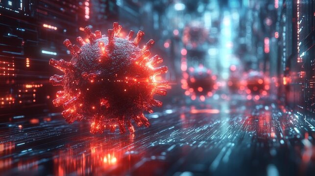 Digital Representation of Coronavirus in a Technological Environment. Generative AI - Powered by Adobe