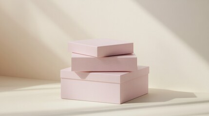 A stack of boxes mockup on a neutral background, soft ambient light creating a clean, professional look with sharp details on the boxes
