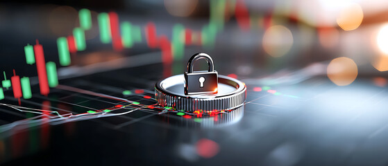 Digital security measures financial markets infographic technology close-up data protection and integrity