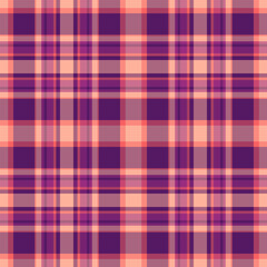 Vibrant purple and peach plaid pattern.  Perfect for textile design, fashion, websites, and branding.  Seamless repeat texture offers versatility for various applications. Stylish and modern design.