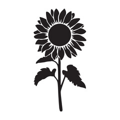 Silhouetted Sunflower, Perfect for Decorative Prints