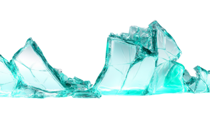 Fractured Glass With Glowing Neon Edge Isolated on White Background for Design and Creative Projects