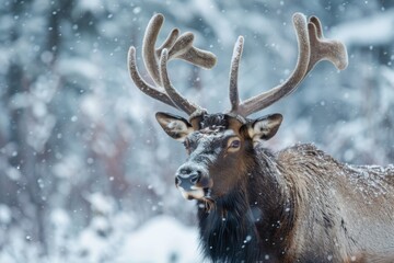 Moose in Its Natural Habitat in Alaska