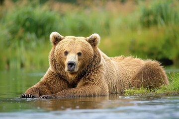 Obraz premium Grizzly Bear in Its Natural Habitat in Alaska