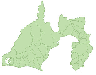 Fototapeta premium 静岡県 地図 黄緑 イラスト