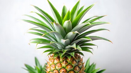 Fototapeta premium Fresh Pineapple with Green Leaves Close-up