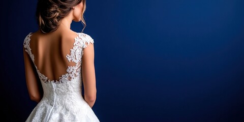 bride in gorgeous wedding dress isolated on solid background 