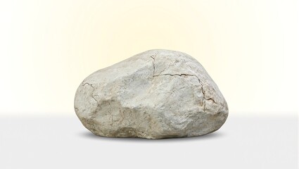 Obraz premium Large boulder with cracks on yellow to white gradient background