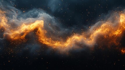 Fototapeta premium Luxurious gold and black cosmic clouds with glowing particles. Generative AI