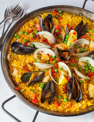 Top down photo of Paella Valenciana