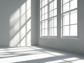 Sunlight Streaming Through Large Windows in a Minimalist Room