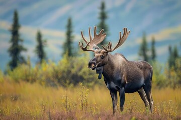 Obraz premium Moose in Its Natural Habitat in Alaska