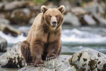 Obraz premium Grizzly Bear in Its Natural Habitat in Alaska