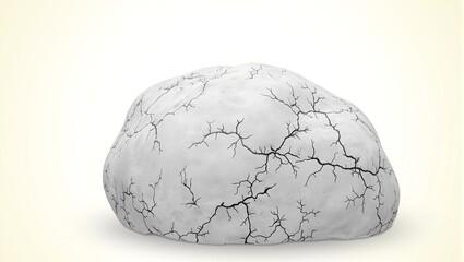 Large cracked boulder on gradient background