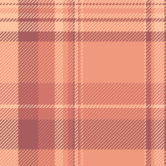 Picnic check seamless vector, minimalist texture fabric pattern. Furniture tartan plaid background textile in red and orange colors.