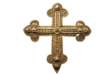 Ethiopian Coptic Cross With Intricate Design Isolated on a Transparent Background for Decorative Purposes