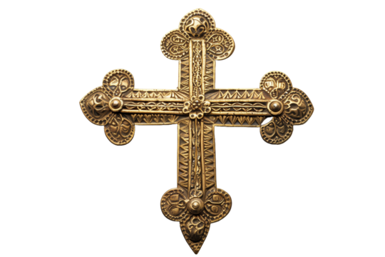 Ethiopian Coptic Cross With Intricate Design Isolated on a Transparent Background for Decorative Purposes