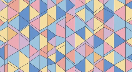 Geometric Harmony: A visually engaging abstract pattern composed of colorful geometric shapes, arranged in a seamless and balanced composition.