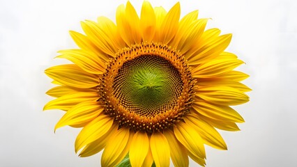 Obraz premium Single Sunflower Bloom Against White Background