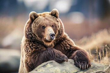 Obraz premium Grizzly Bear in Its Natural Habitat in Alaska