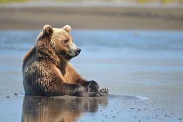 Obraz premium Grizzly Bear in Its Natural Habitat in Alaska