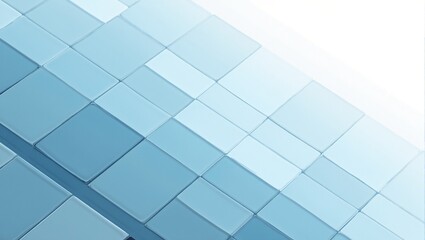 Blue gradient ceramic tiles reflecting light on white background
