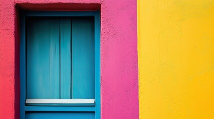 Brightly colored door against vibrant wall in urban setting