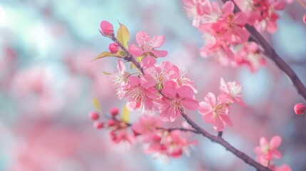 Obraz premium Pink Cherry Blossoms Soft Focus Macro Photography