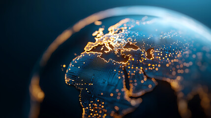 Digital grids powering global finance a stunning view of earth's data networks visual content technology environment global perspective