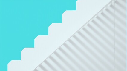 Fototapeta premium Abstract geometric white staircase against teal backdrop